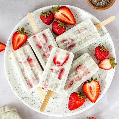 strawberry coconut chia seed popsicles